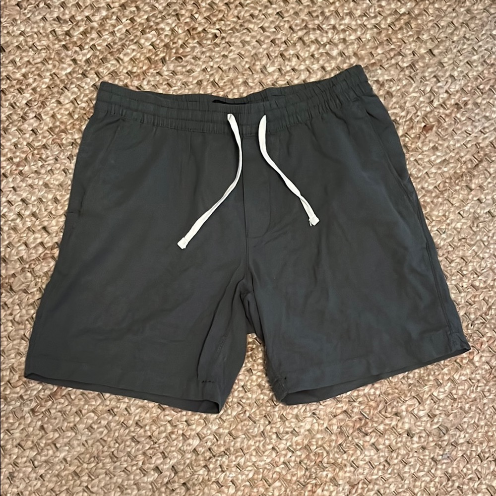 No Boundaries Olive Green Linen Shorts Lightweight Drawstring